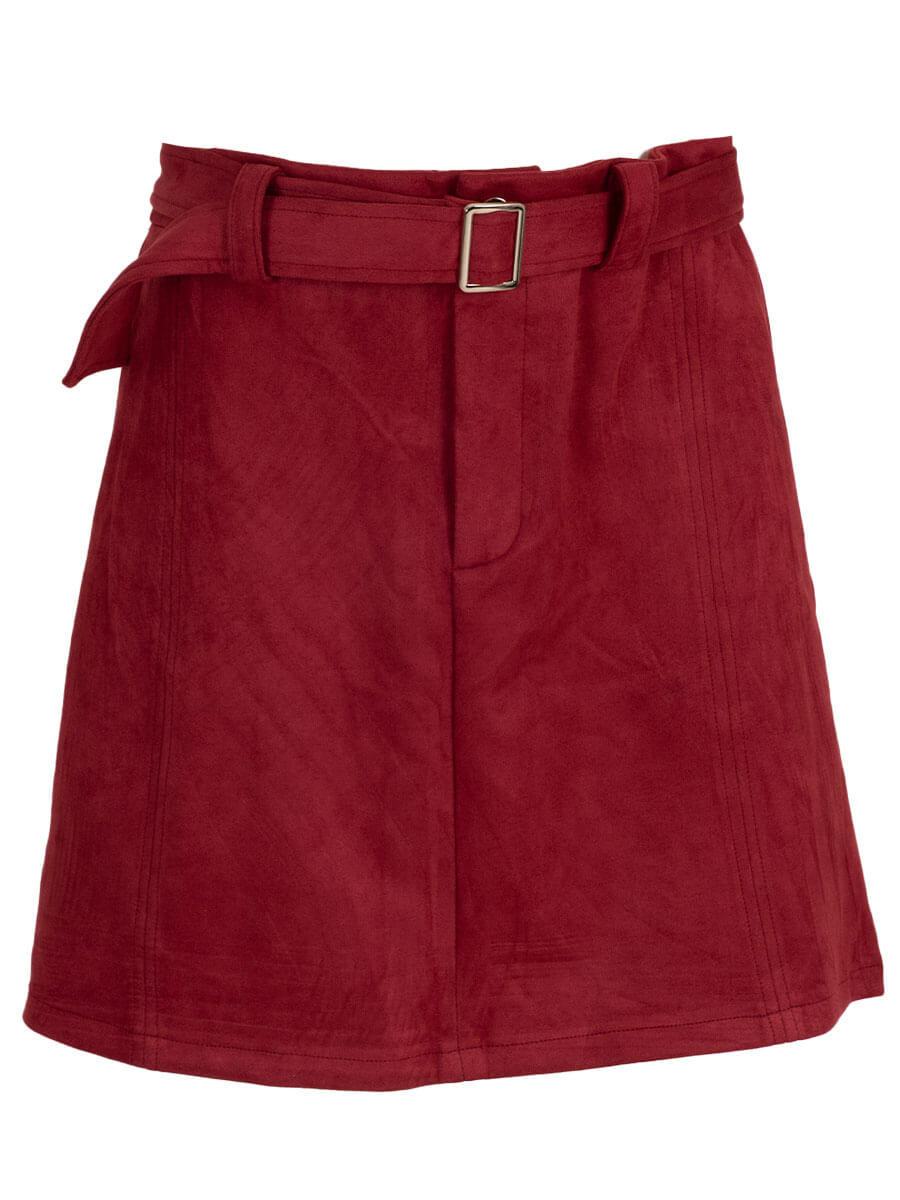 Suede rok Donkerrood