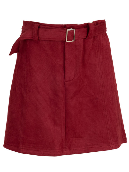 Suede rok Donkerrood
