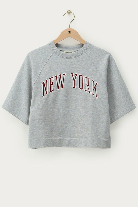 Sweater met korte mouwen "New York" Grijs