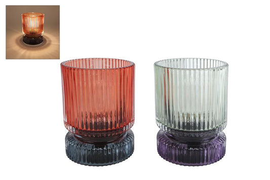 Tafellamp "Hira" groen/paars glas 2xAAAex 9x9x12cm
