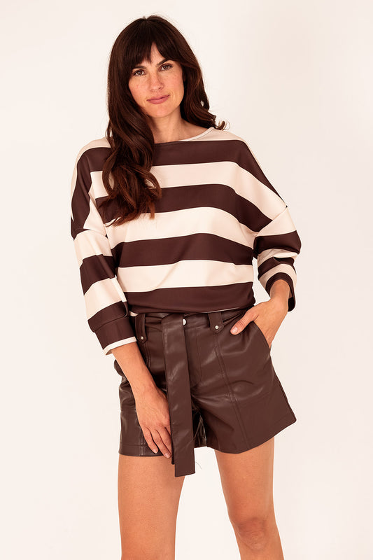 TbD Sweat streep trui  Chocolade