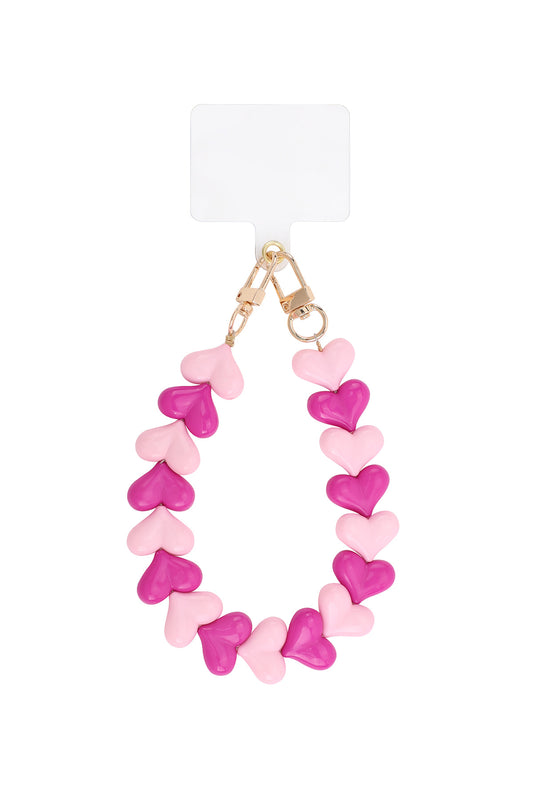 Telefoonkoord hartjes Roze/fuchsia