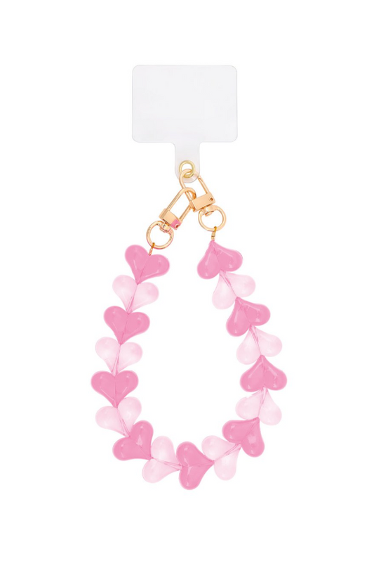 Telefoonkoord hartjes doorzichtig Roze/paars