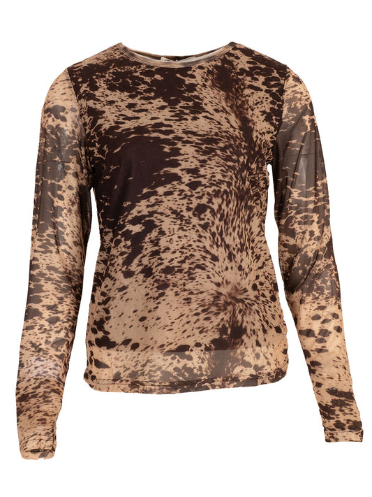 Top met dierenprint Bruin