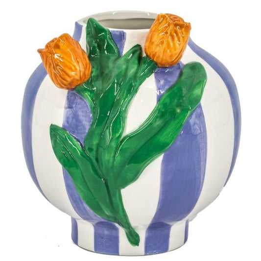 Vaas tulpen stripes blauw