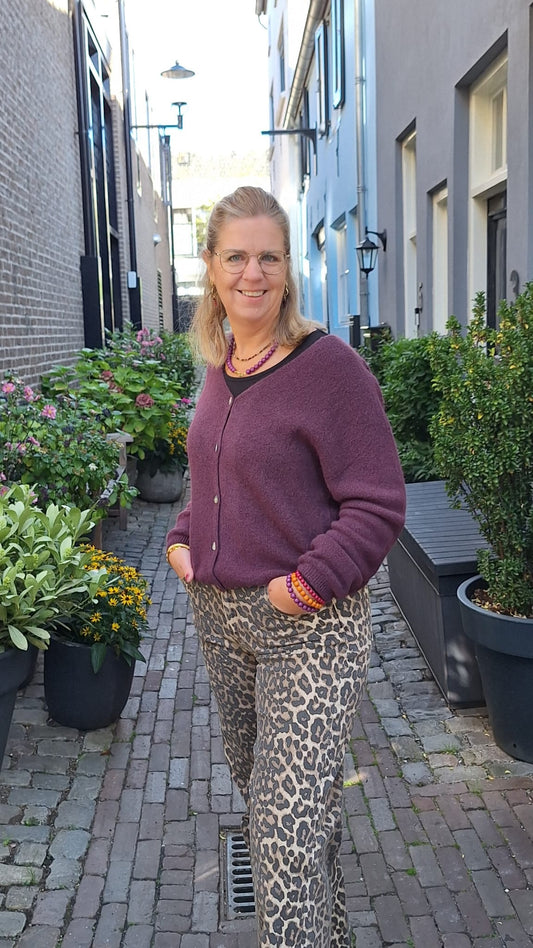 Vest vhals met knopen Donkerpaars