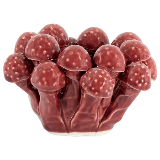Waxinehouder keramiek shroom burgandy