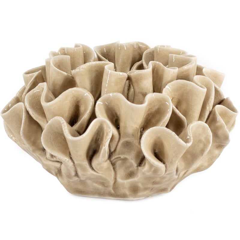 Waxinehouder keramiek spores beige