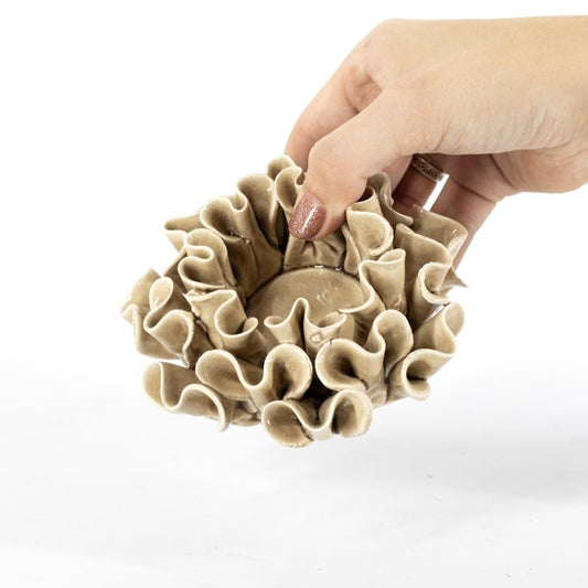 Waxinehouder keramiek spores beige