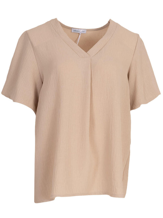 Zomertop met pofmouw Beige