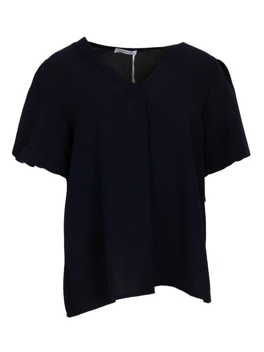 Zomertop met pofmouw Donkerblauw