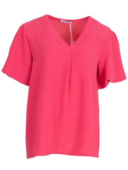 Zomertop met pofmouw Fuchsia