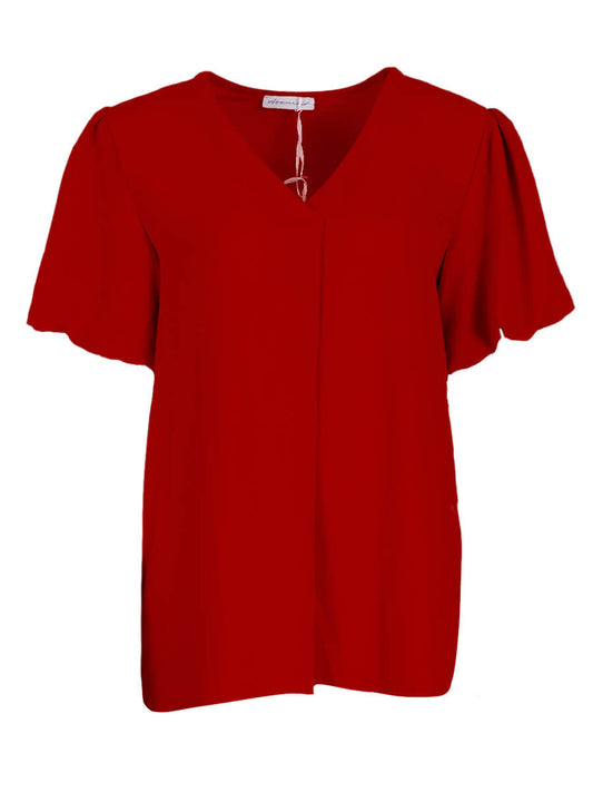 Zomertop met pofmouw Rood