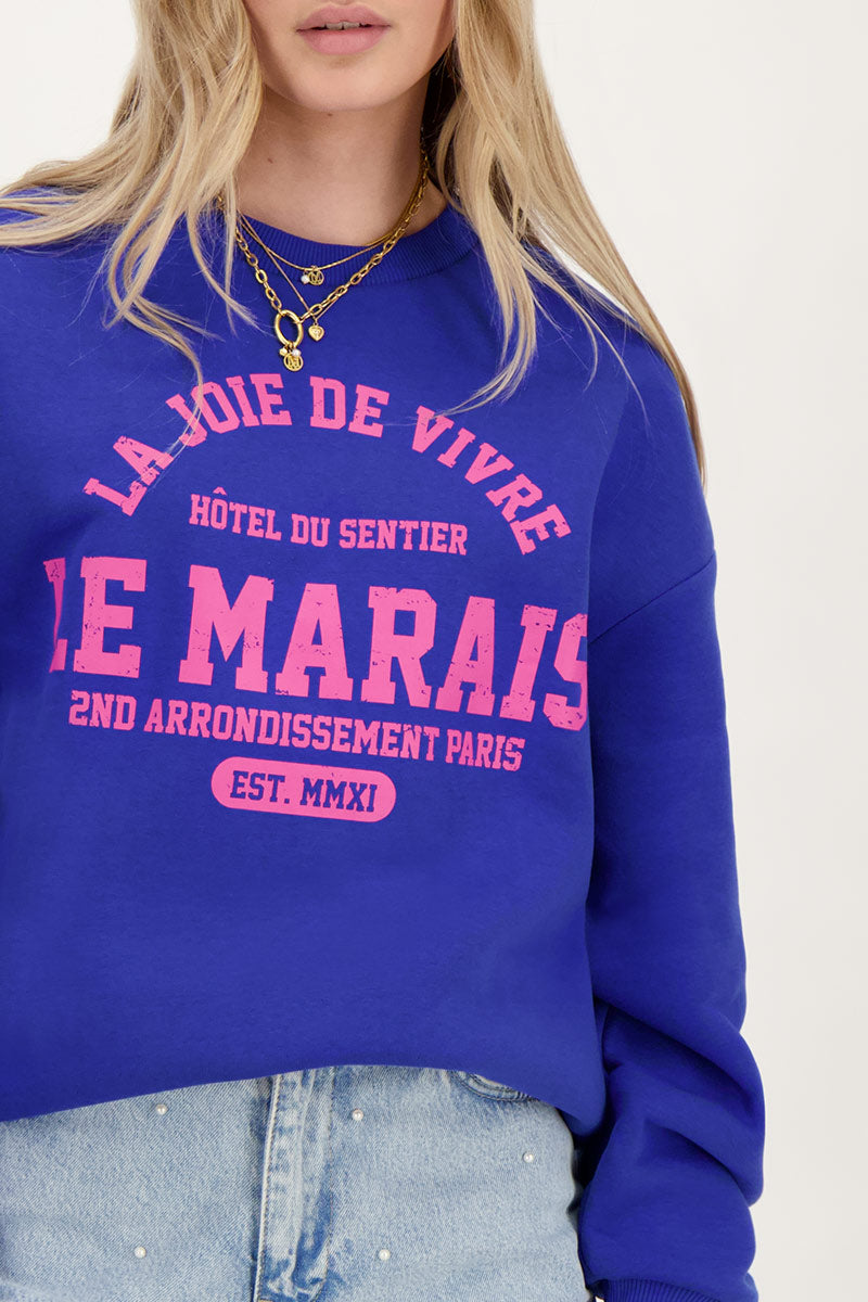 My jewellery sweater la joie de vivre blue Blauw