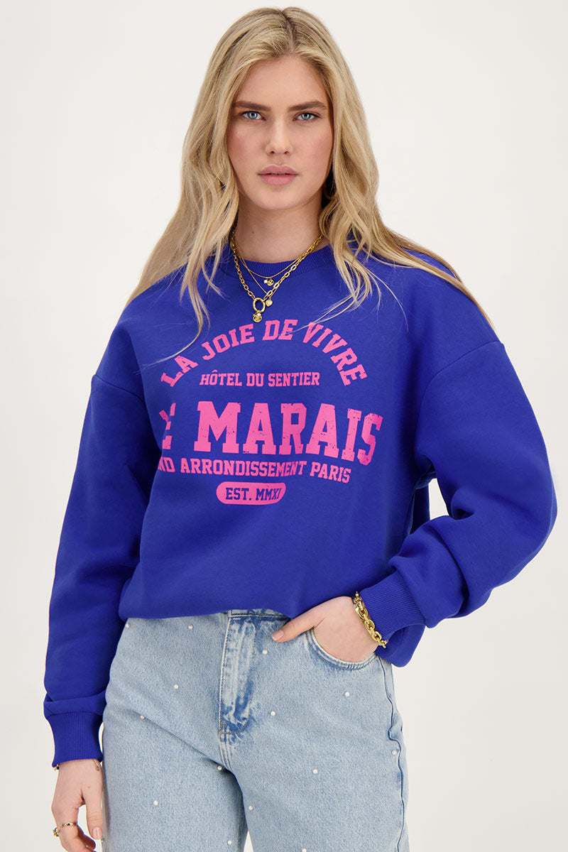 My jewellery sweater la joie de vivre blue Blauw