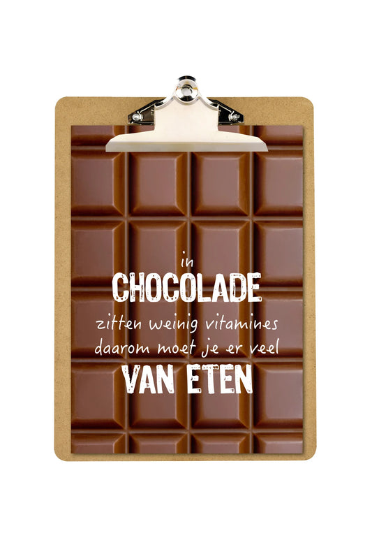 Poster A5 in chocola zitten weinig vitamines