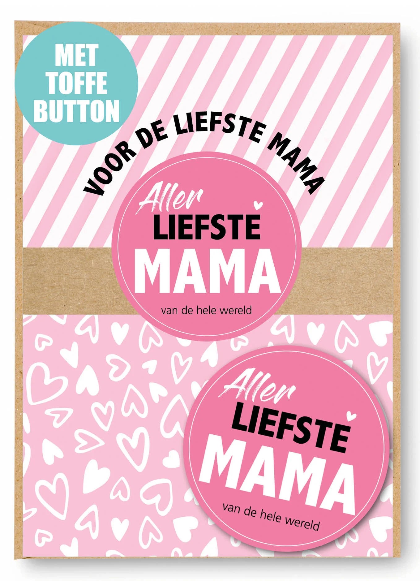 Wenskaart met button moeder
