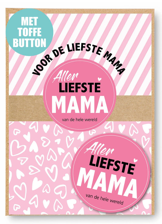 Wenskaart met button moeder