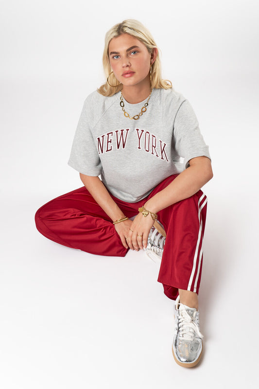 Sweater met korte mouwen "New York" Grijs