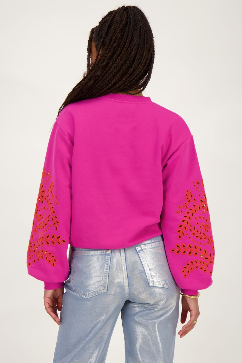 My jewellery sweater met embroidery roze Roze