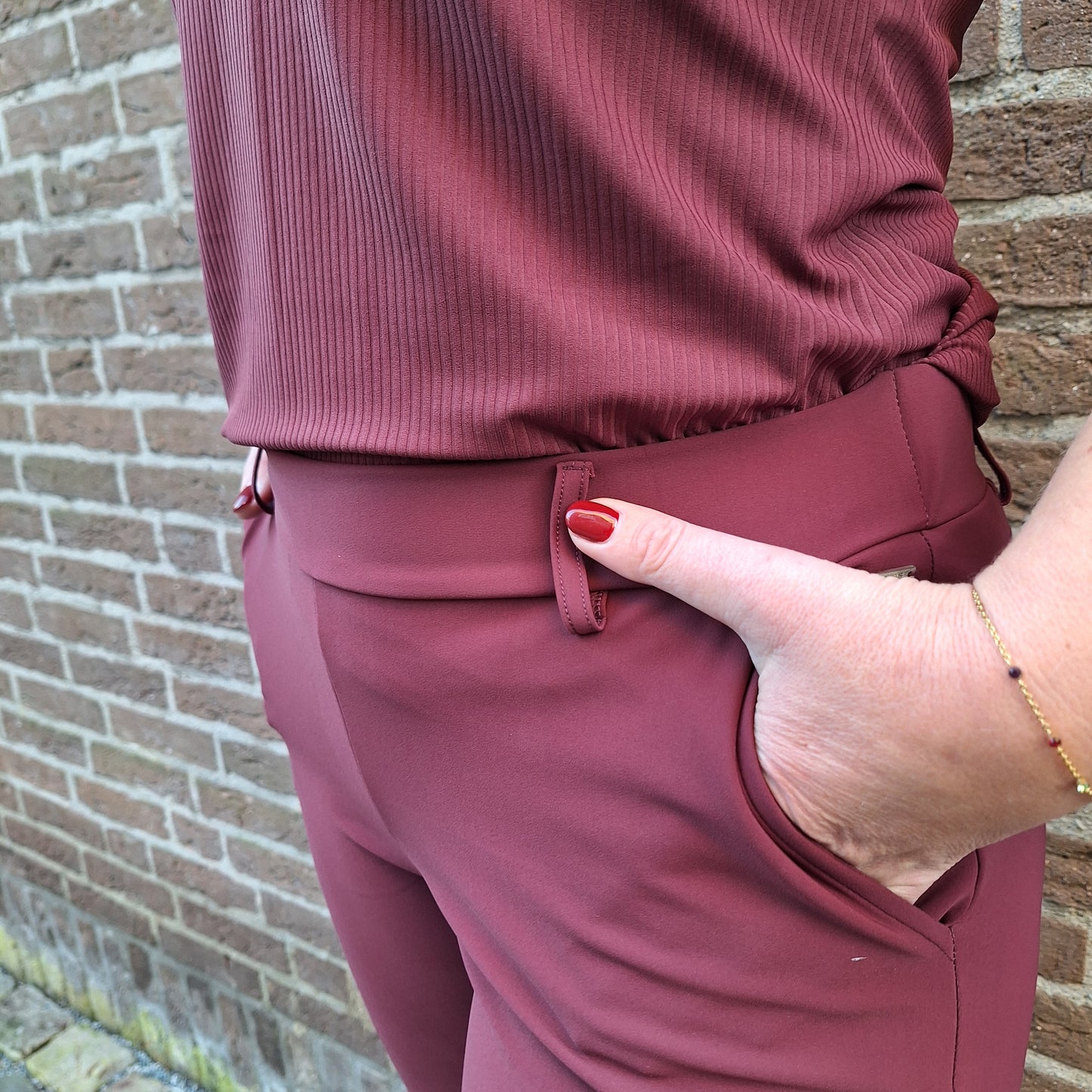 Mi Piace broek flared bonded  Burgundy