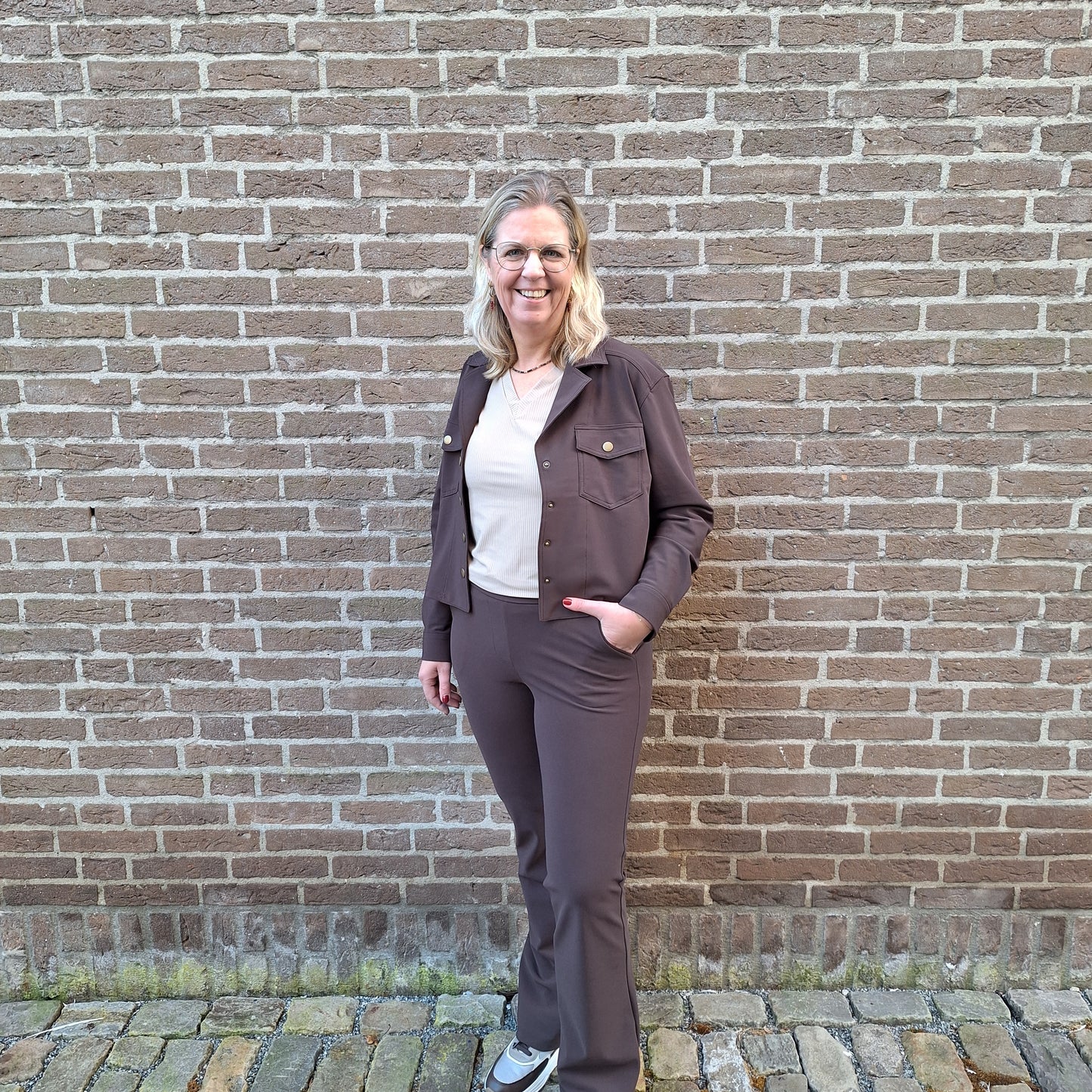 Mi Piace broek flared bonded  Espresso