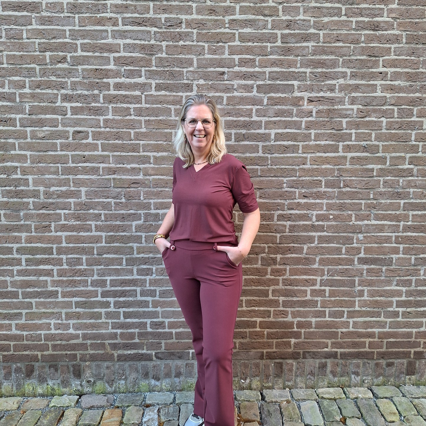 Mi piace alexis T shirt V Hals Burgundy