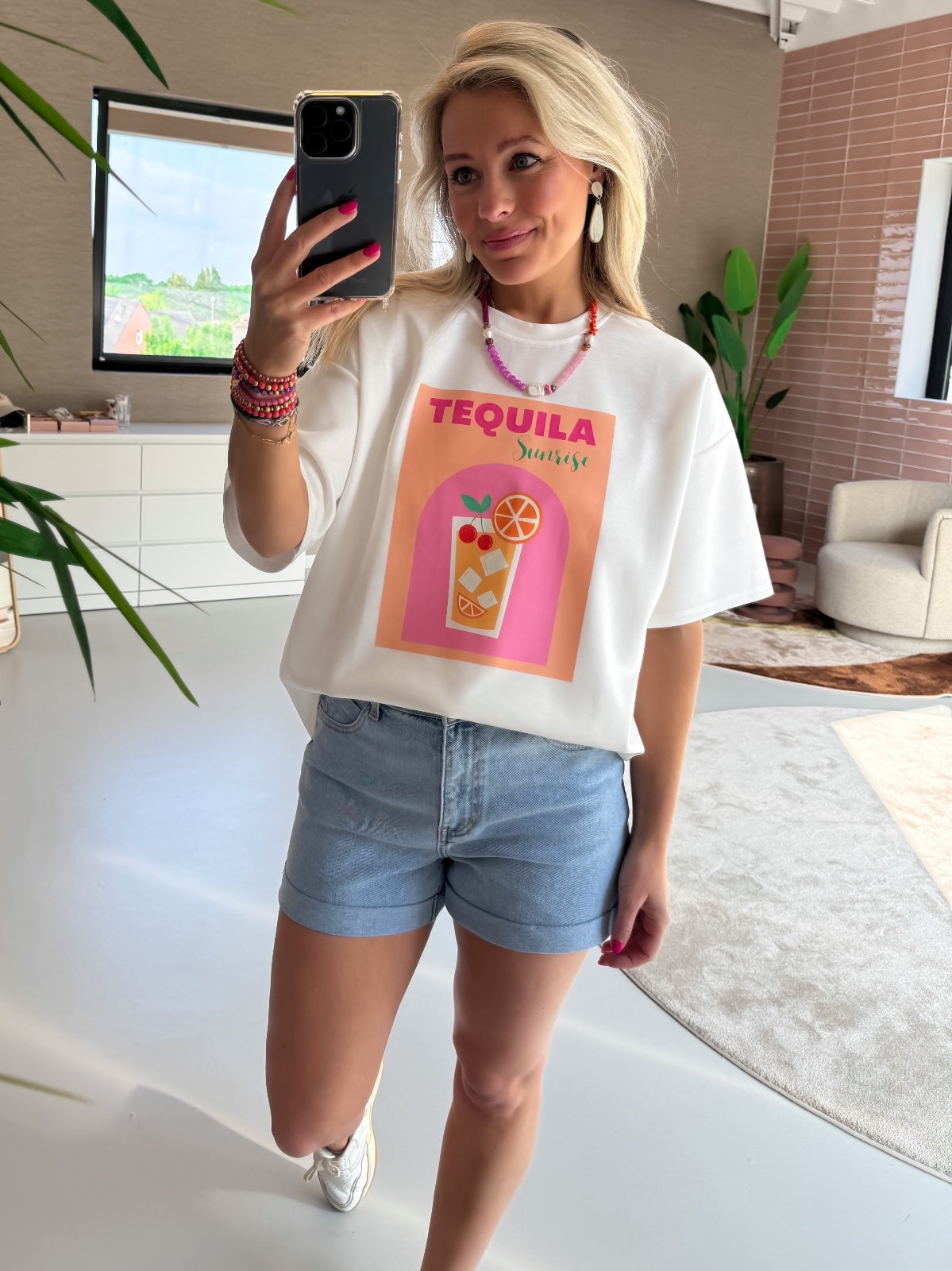 Liana shirt tequila sunrise Wit