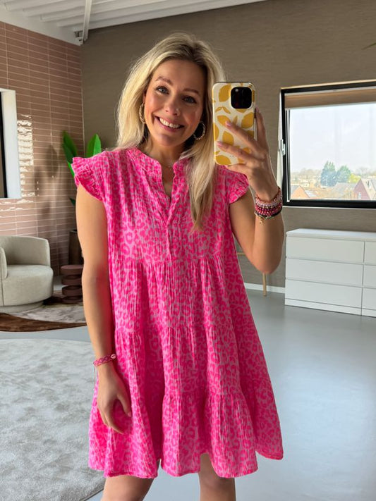 Aline strand tuniek panter Fuchsia