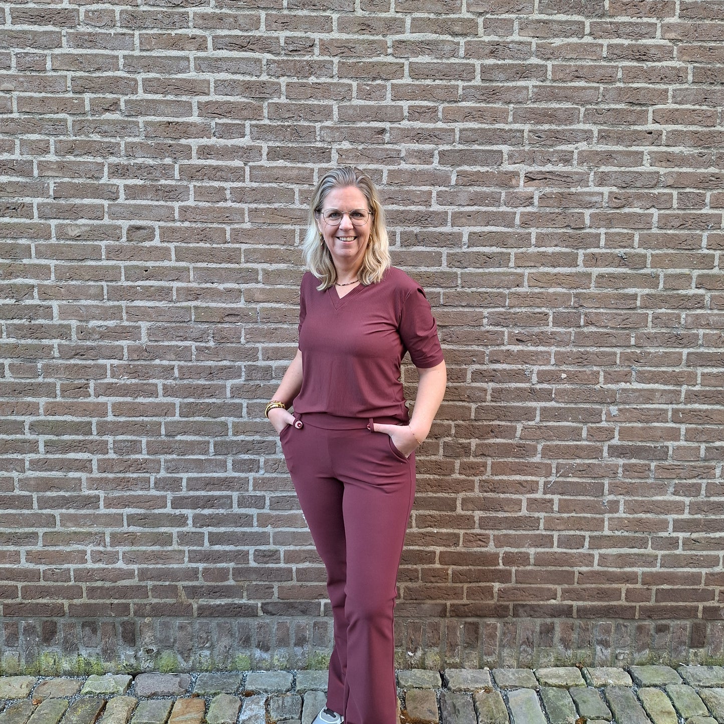 Mi piace alexis T shirt V Hals Burgundy