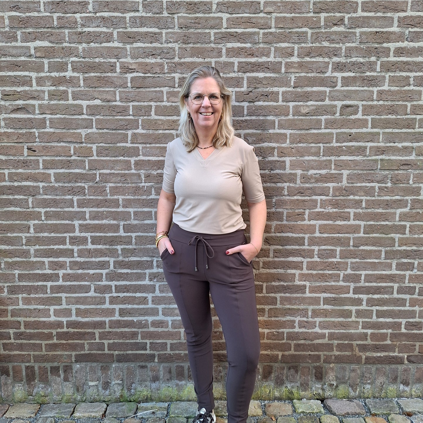 Mi Piace Shirt V Neck Ribbed Falcon