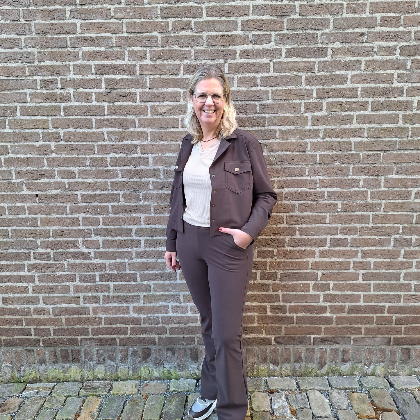 Mi Piace broek flared bonded  Espresso